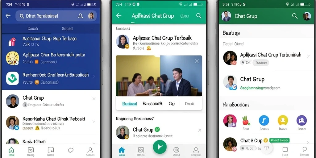 Antarmuka modern dan fungsional dari aplikasi Chat Grup 73K.