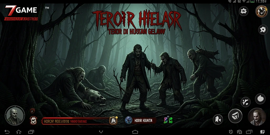 Screenshot 7GAME menampilkan suasana mencekam di hutan horor.