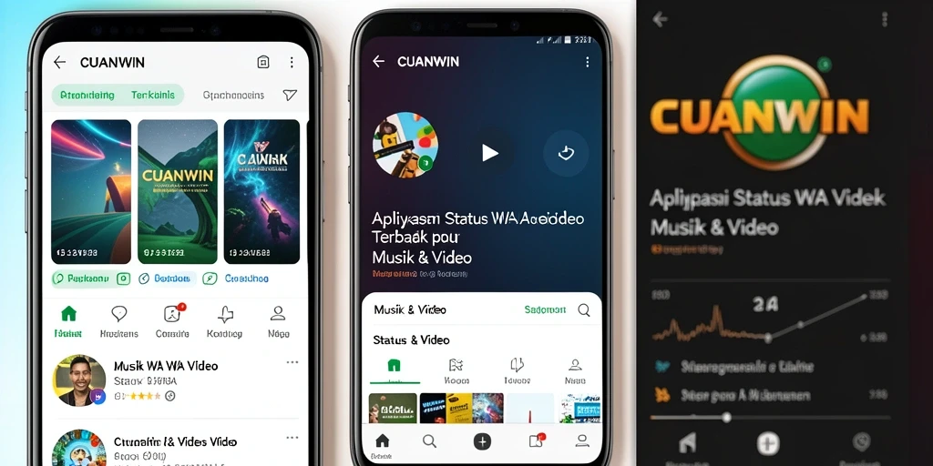 Tampilan antarmuka <strong>CUANWIN</strong> yang menarik untuk aplikasi Status WA Video.