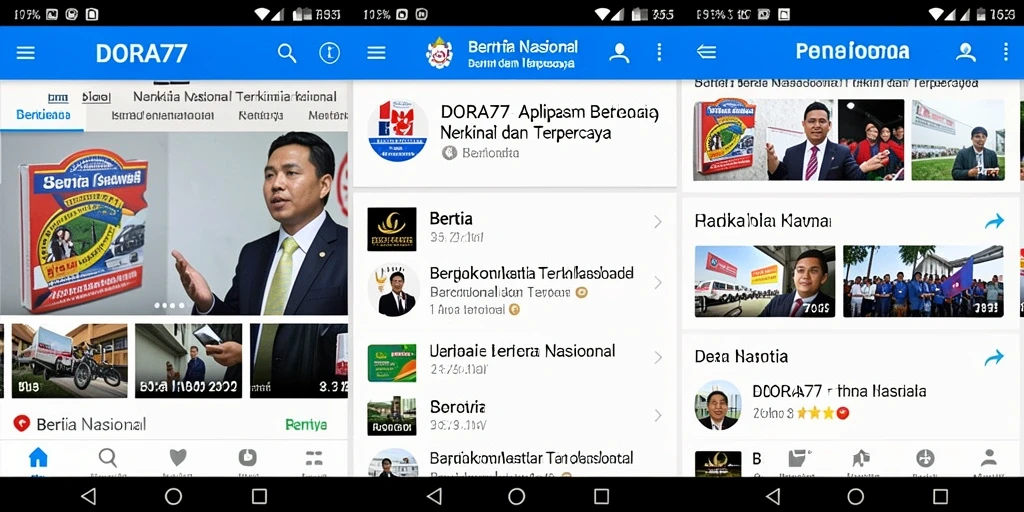 Tampilan antarmuka DORA77 dengan berita nasional terbaru.