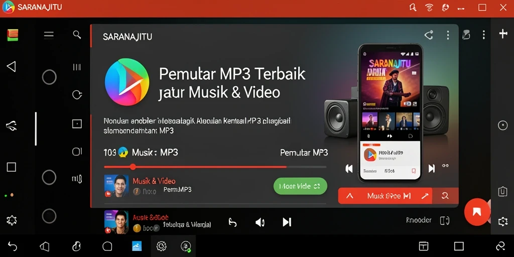 Tampilan antarmuka pemutar MP3 SARANAJITU yang menarik dan fungsional.