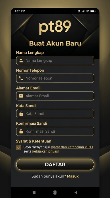 Cara Buat Akun Baru di pt89 bagi Pengguna Android